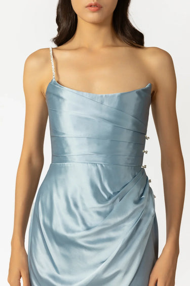 SAU LEE Pasha Satin Gown - Blue / 00