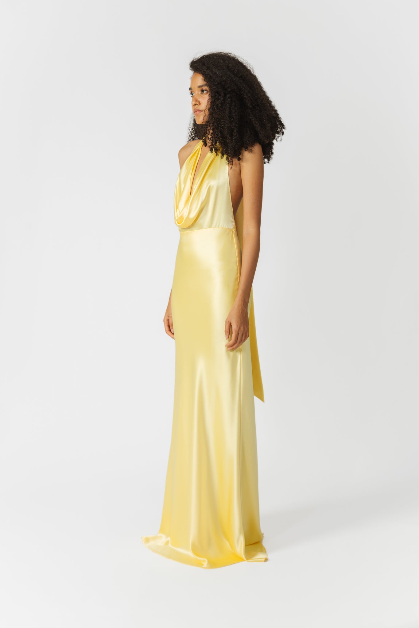 SAU LEE Pearl Satin Gown - Popcorn Yellow / 00