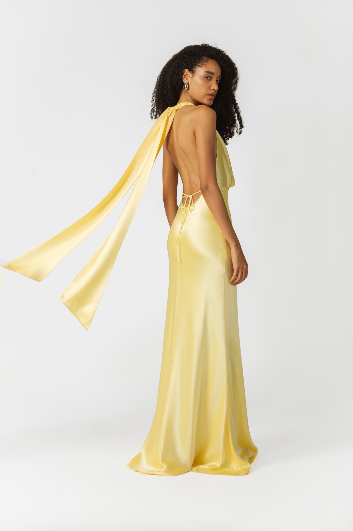 SAU LEE Pearl Satin Gown - Popcorn Yellow / 00