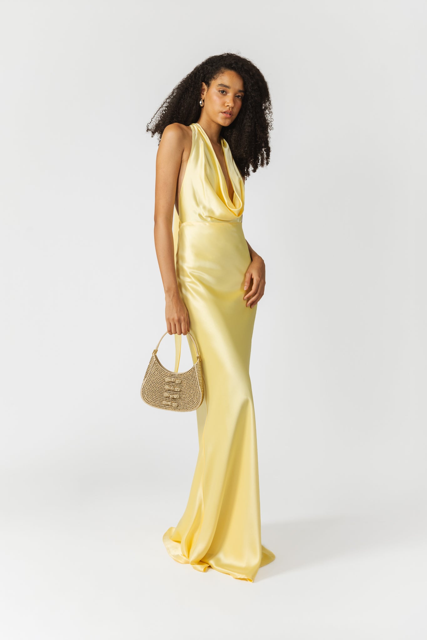 SAU LEE Pearl Satin Gown - Popcorn Yellow / 00