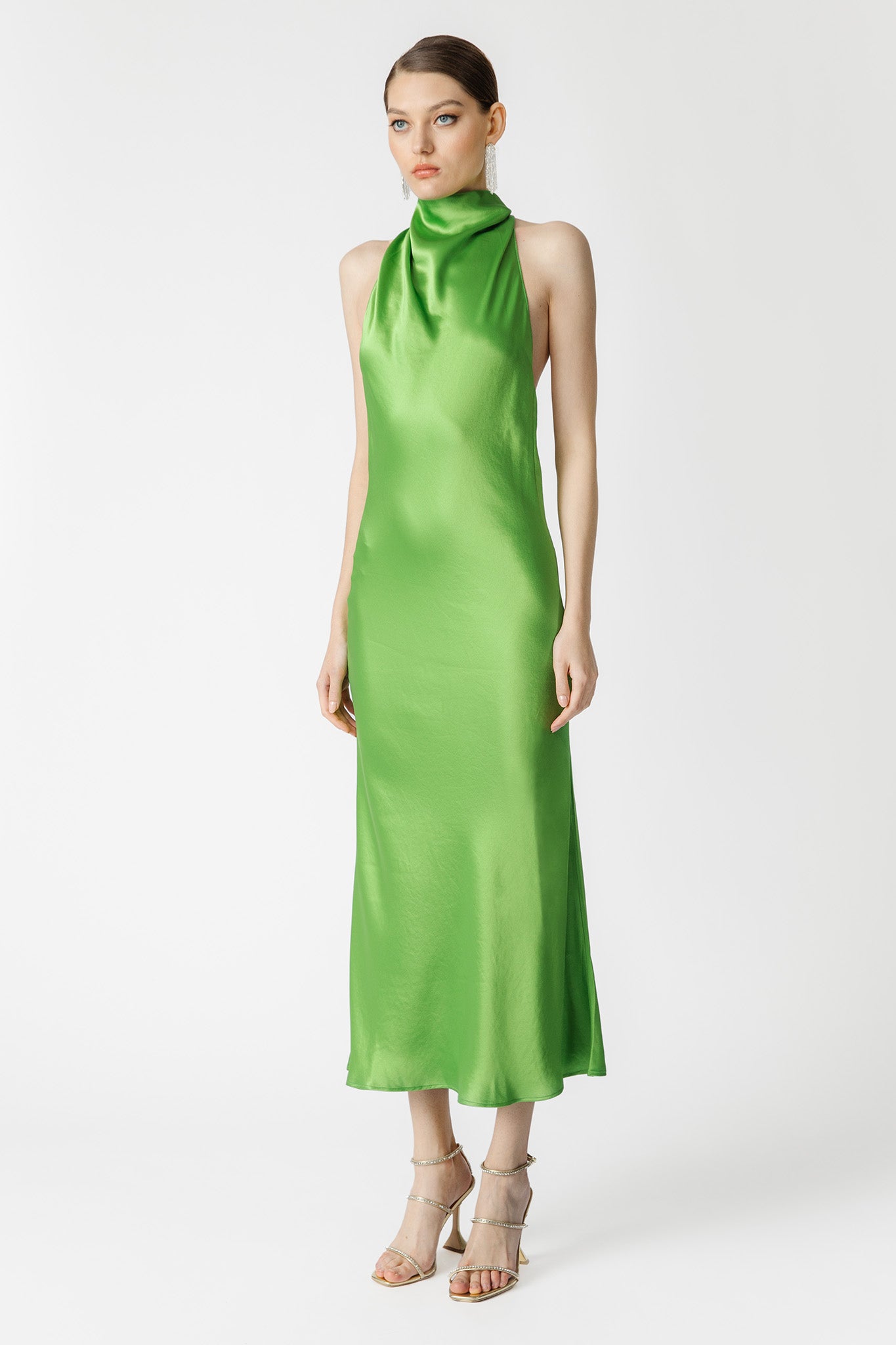 Penella Backless Satin Midi Dress