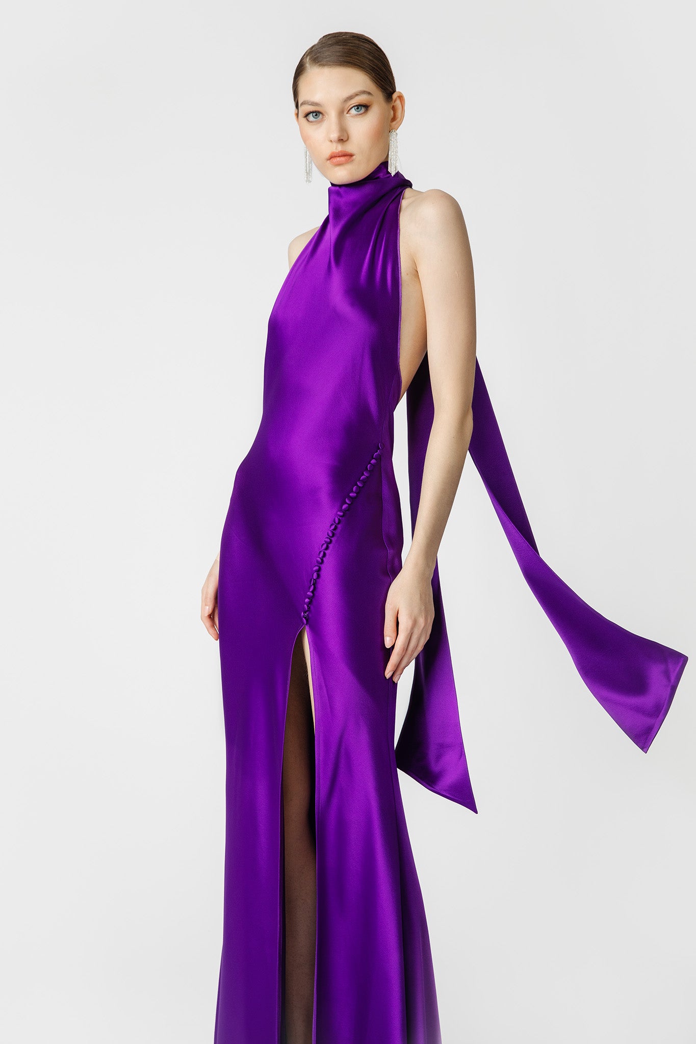 Penelope Backless Satin Gown-SAU LEE