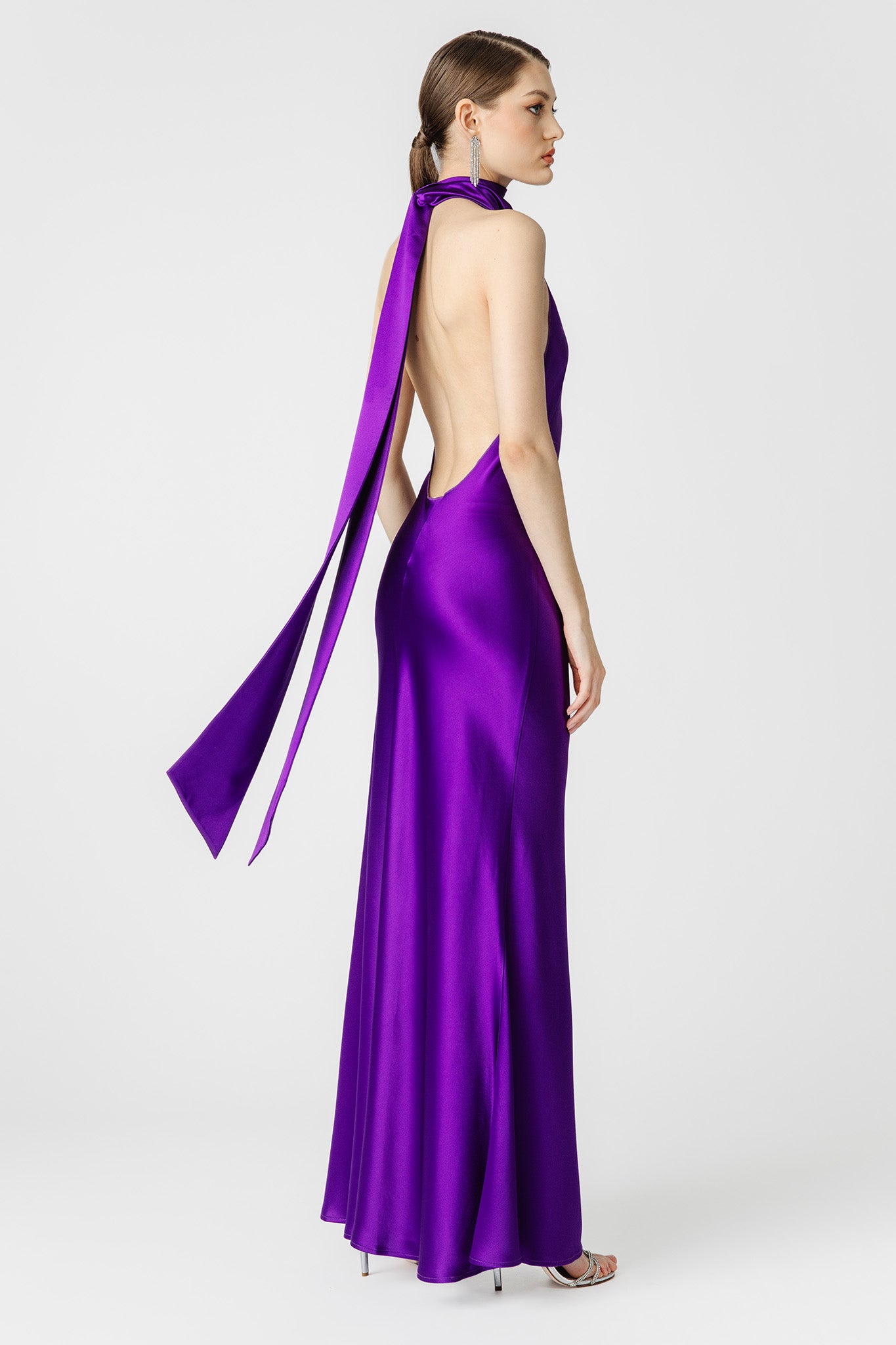 PENELOPE BACKLESS SATIN GOWN  Satin gown, Gowns, Trending dresses