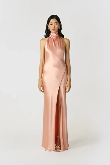 SAU LEE Penelope Backless Satin Gown - Pink Champagne / 00