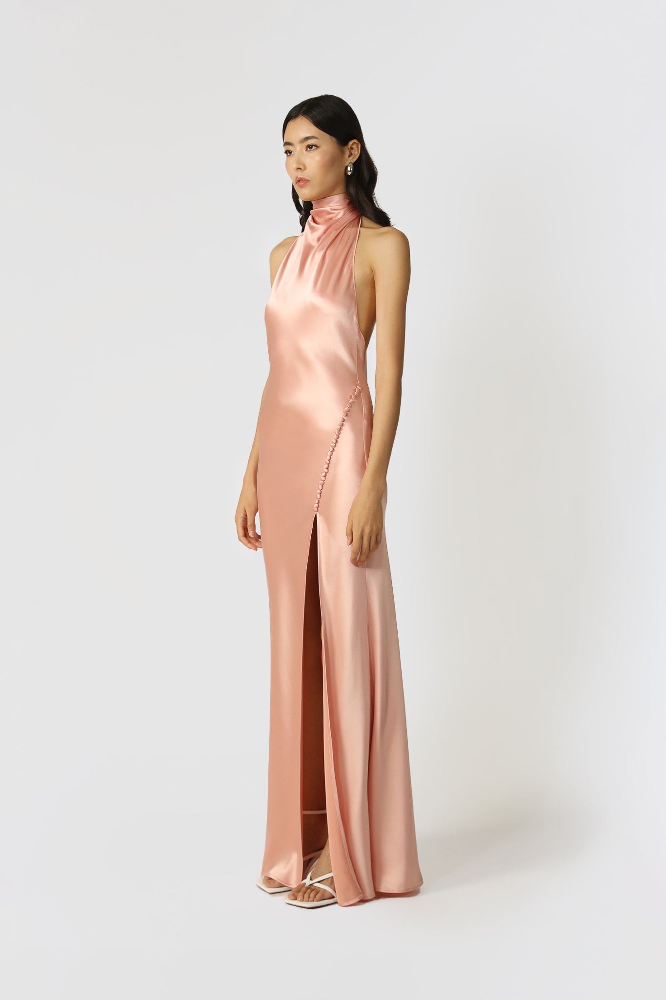 SAU LEE Penelope Backless Satin Gown - Pink Champagne / 00