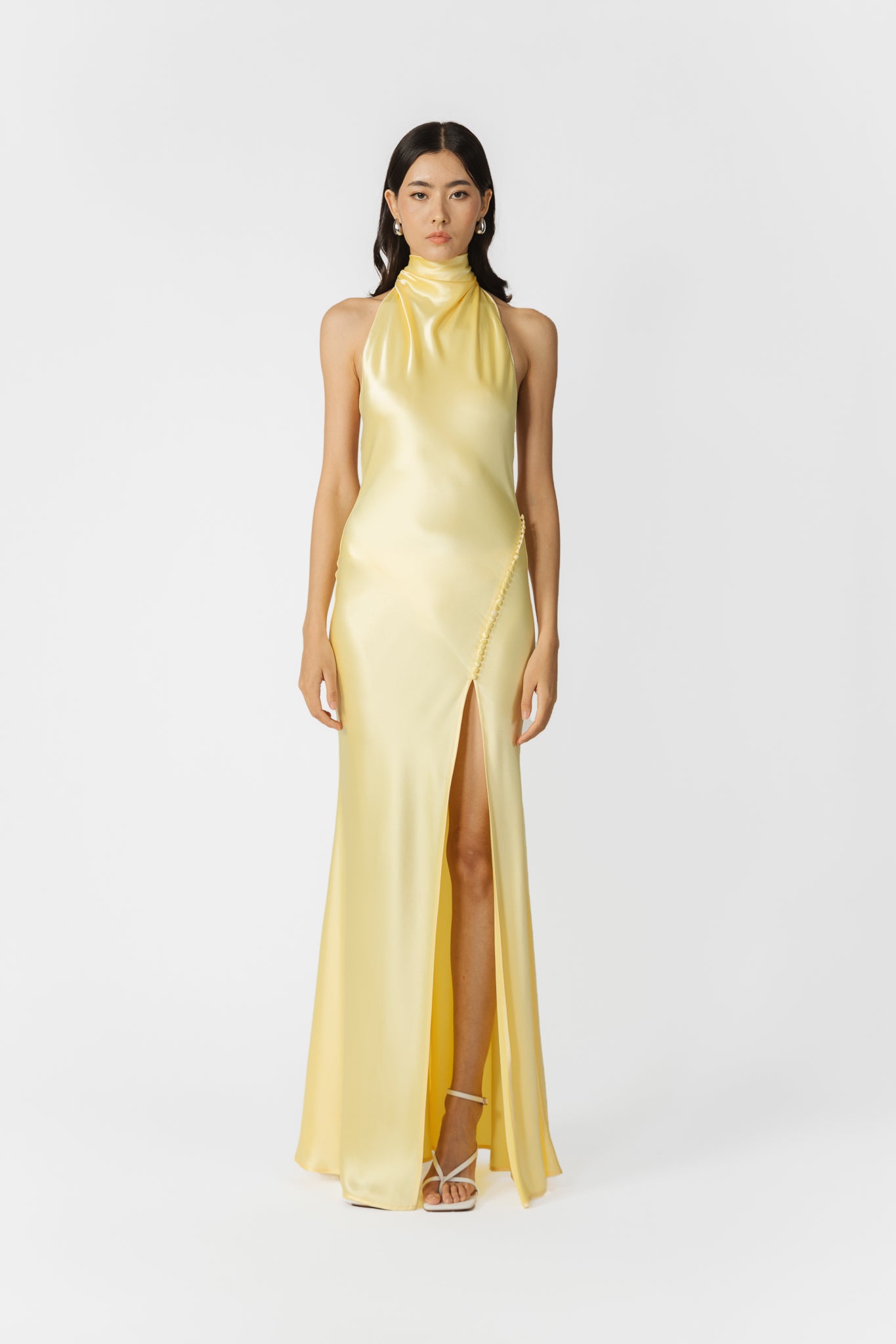 SAU LEE Penelope Backless Satin Gown - Popcorn Yellow / 00