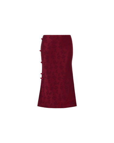 SAU LEE | Ren Satin Jacquard Skirt | Ren Satin Jacquard Skirt - Red Sangria / 00
