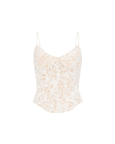 SAU LEE | Roma Lace Corset Top | Roma Lace Corset Top - White / 00