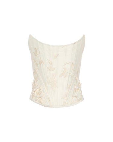 SAU LEE | Sutton Embroidered Corset Top | Sutton Embroidered Corset Top - White / 00