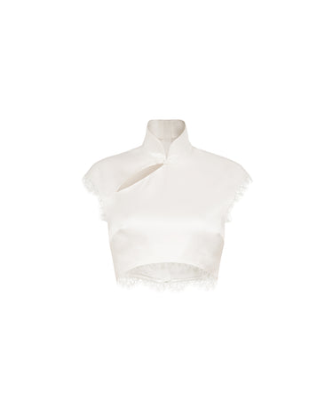 SAU LEE | Lila Satin Top | Lila Satin Top - White / 00