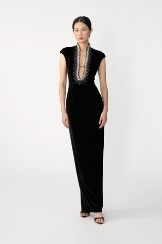 SAU LEE | Lenora Velvet Gown | Lenora Velvet Gown - Black / 00