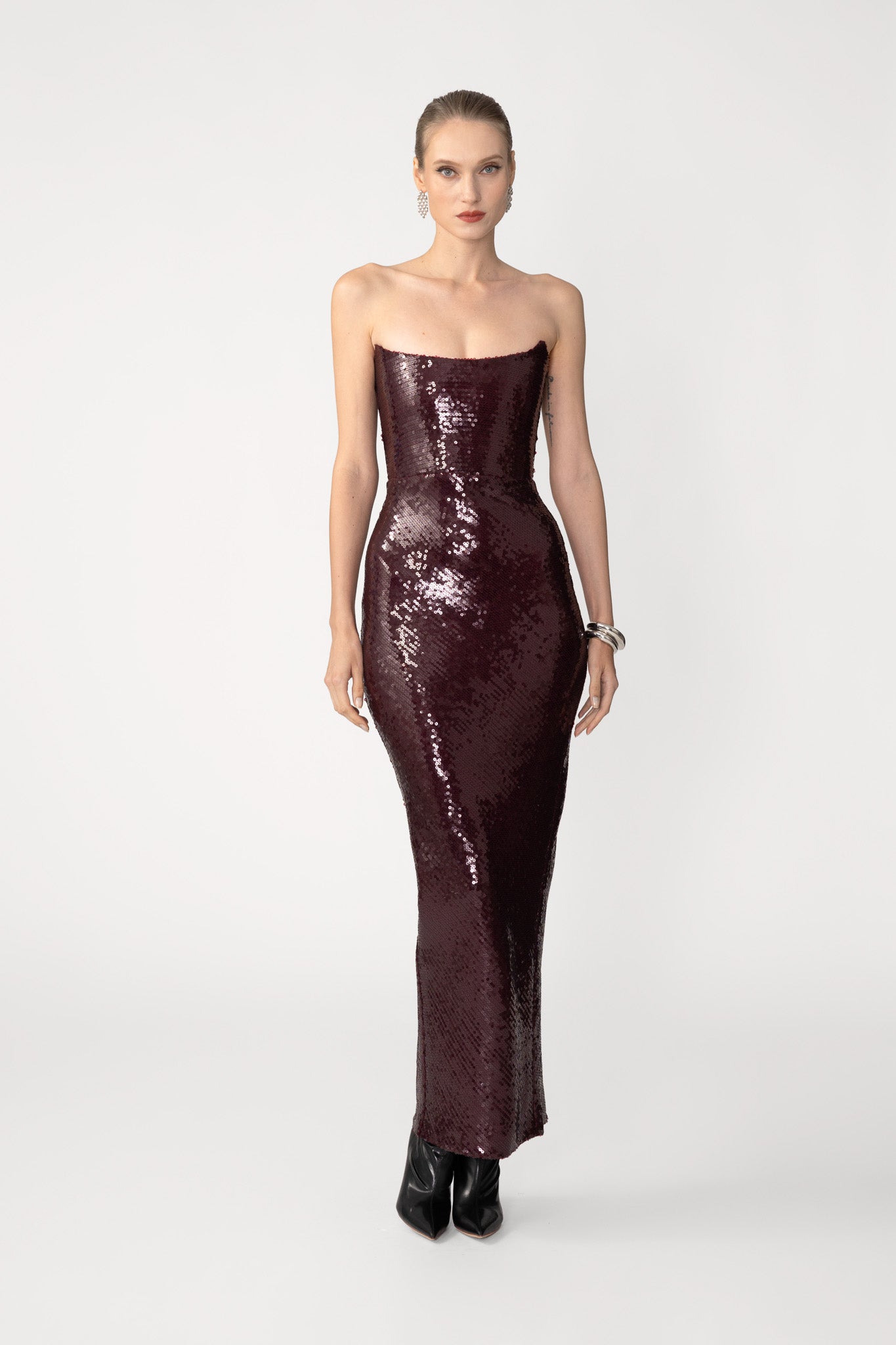 SAU LEE Venus Sequin Gown, Oxblood SAU LEE Venus Sequin Gown, Oxblood