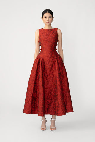 SAU LEE | Francesca Jacquard Gown | Francesca Jacquard Gown - Burnt Red / 00