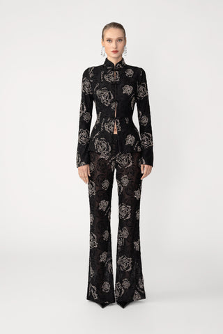 SAU LEE | Azalea Embroidered Pant | Azalea Embroidered Pant - Black / 00