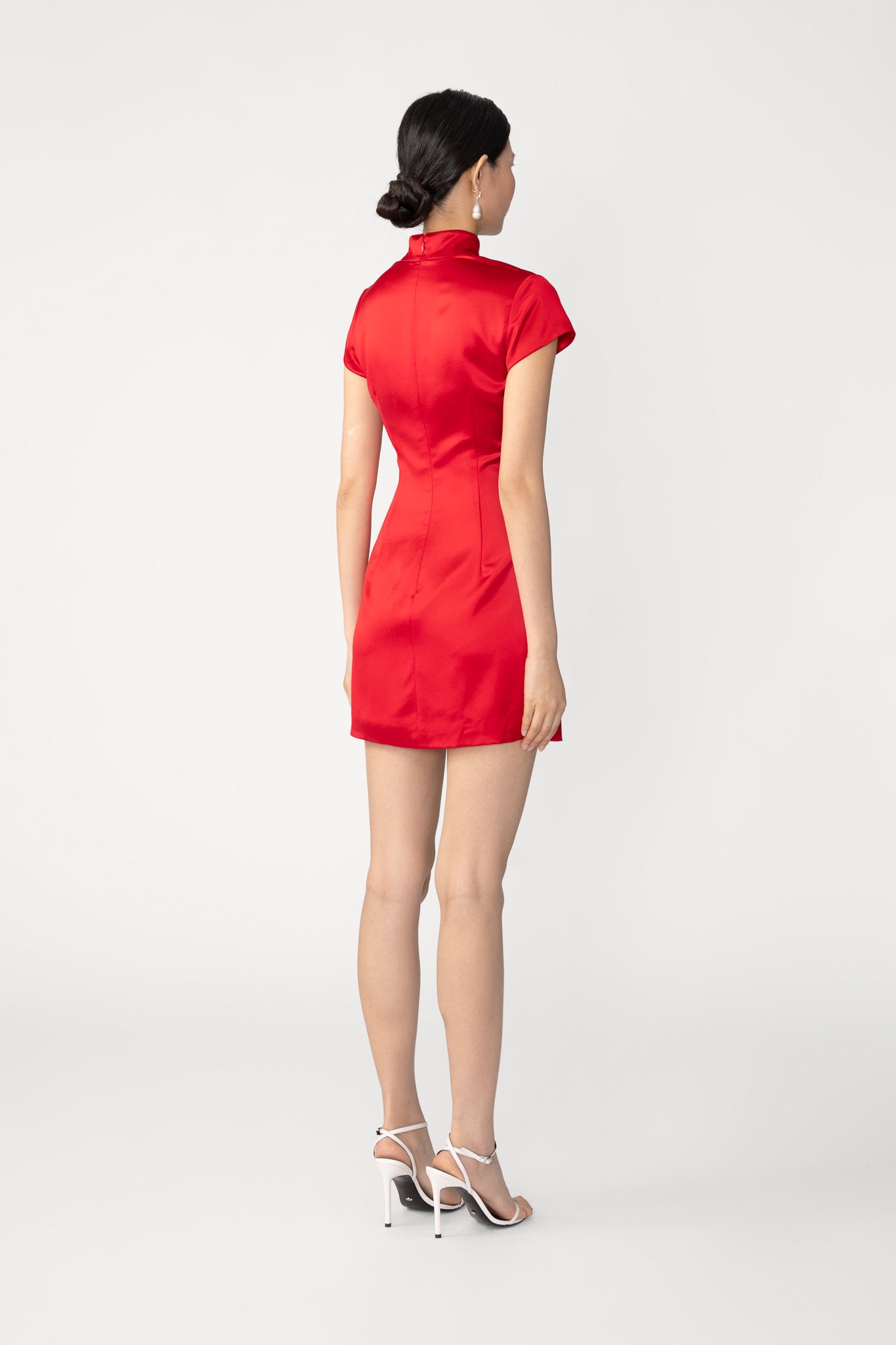 red sau lee dress SAU LEE Tina Satin Mini Dress, Red