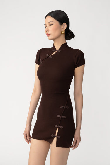 denali mini dress SAU LEE Denali Knit Mini Dress, Espresso