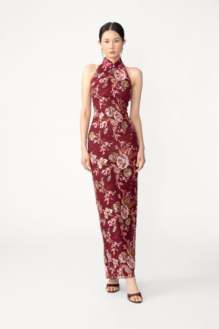 SAU LEE | Audra Embroidered Maxi Dress | Audra Embroidered Maxi Dress - Oxblood / 00