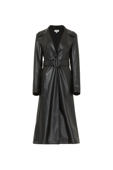 SAU LEE Simone Faux Leather Coat - Black / 00