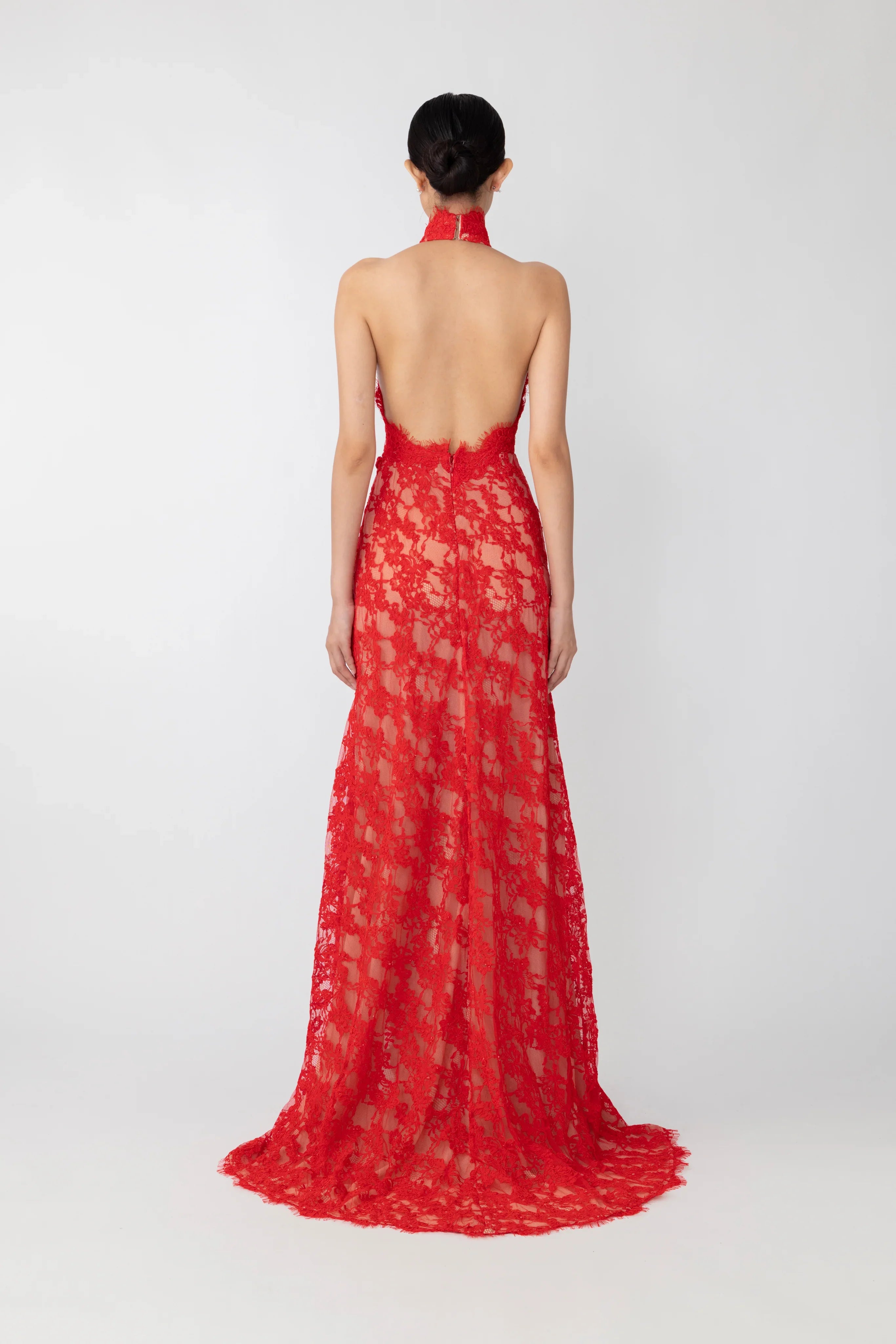 SAU LEE Reese Lace Dress, Red / 4