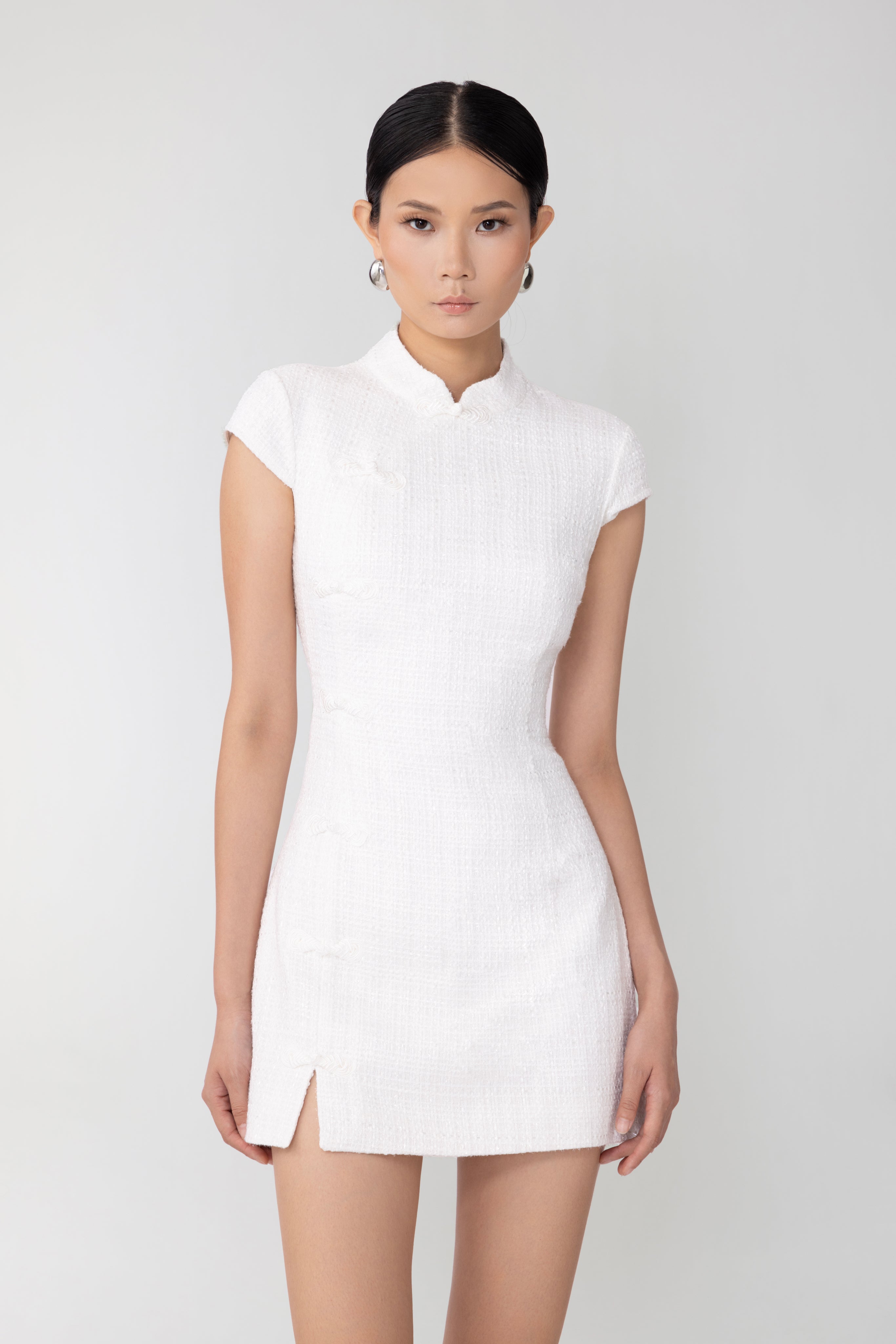 SAU LEE Natasha Tweed Mini Dress - White / 00