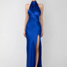 SAU LEE Penelope Backless Satin Gown - Egyptian Blue / 00