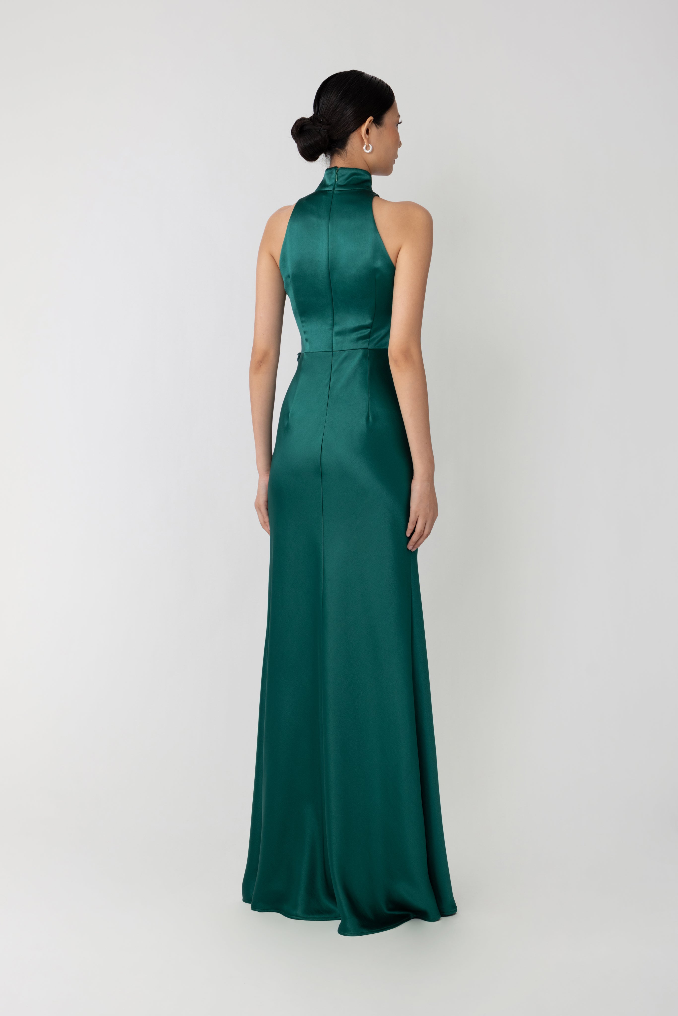 SAU LEE Phoebe Satin Gown - Emerald / 00