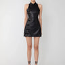 SAU LEE Sharon Faux Leather Mini Dress - Black / 00