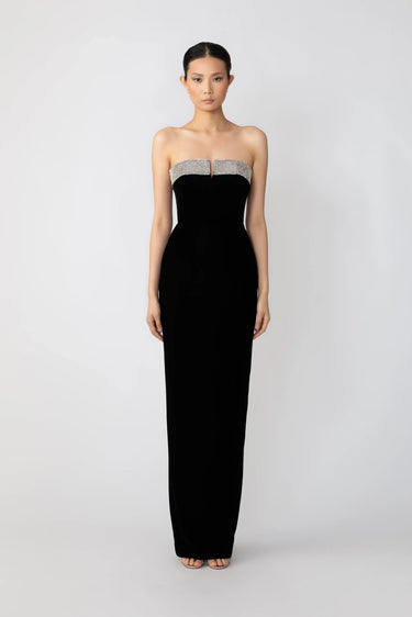 SAU LEE Venecia Velvet Gown - Black / 00