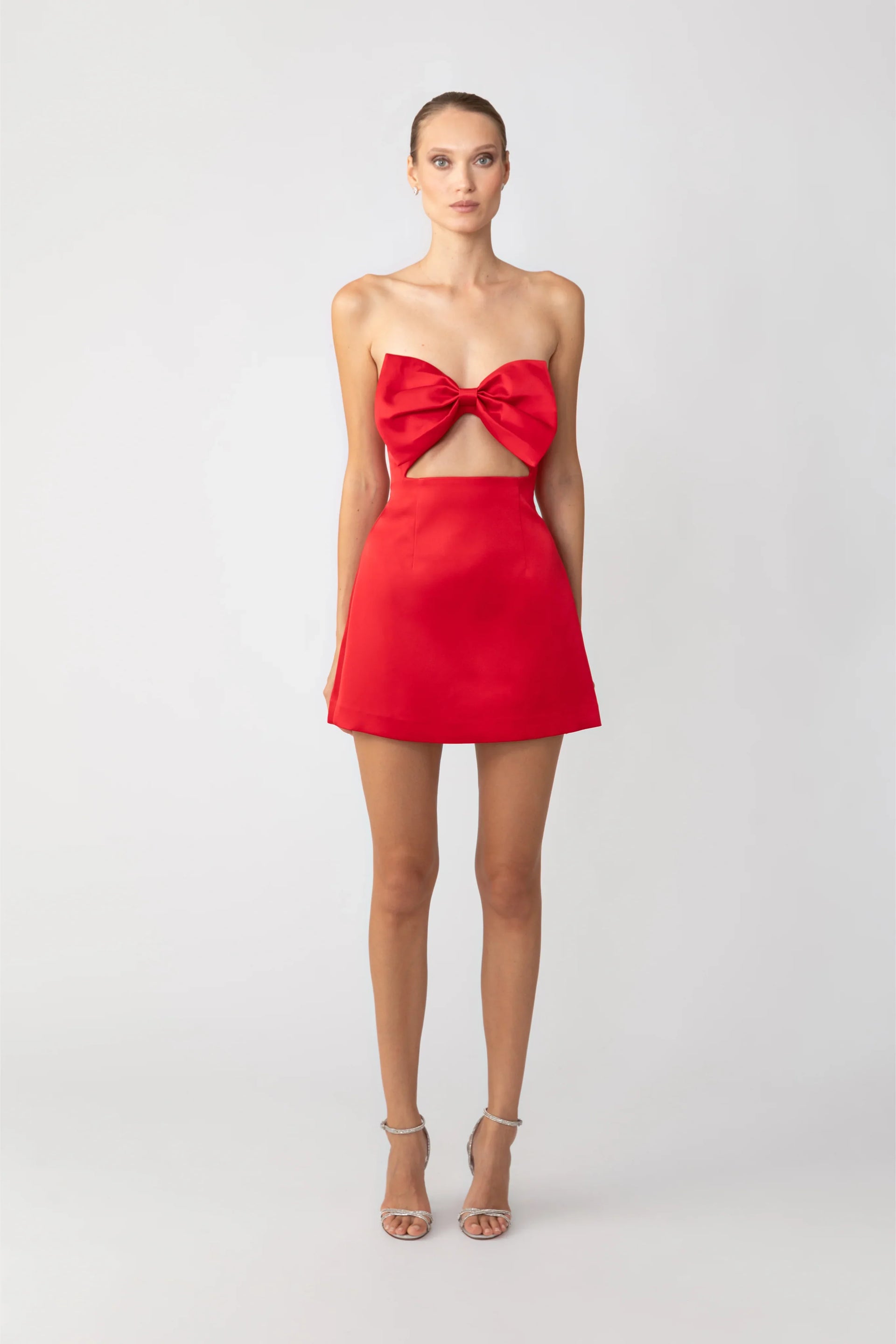 letisha strapless mini dress red Sacha Red Lace Drop Waist Corset Puffy Strapless Mini Dress | Miss Circle New York