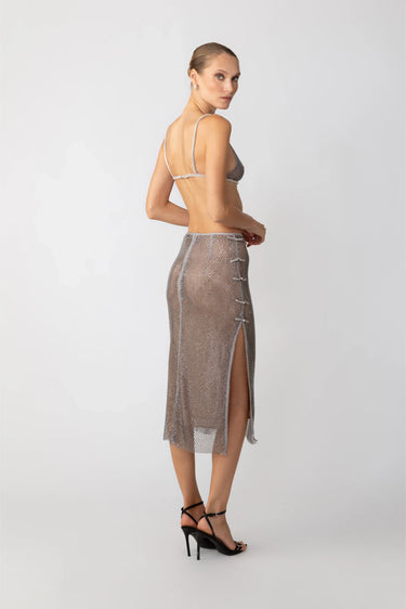 SAU LEE Carter Crystal Bralette - Silver / 0