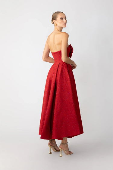 SAU LEE Juliette Jacquard Strapless Dress - Red / 0