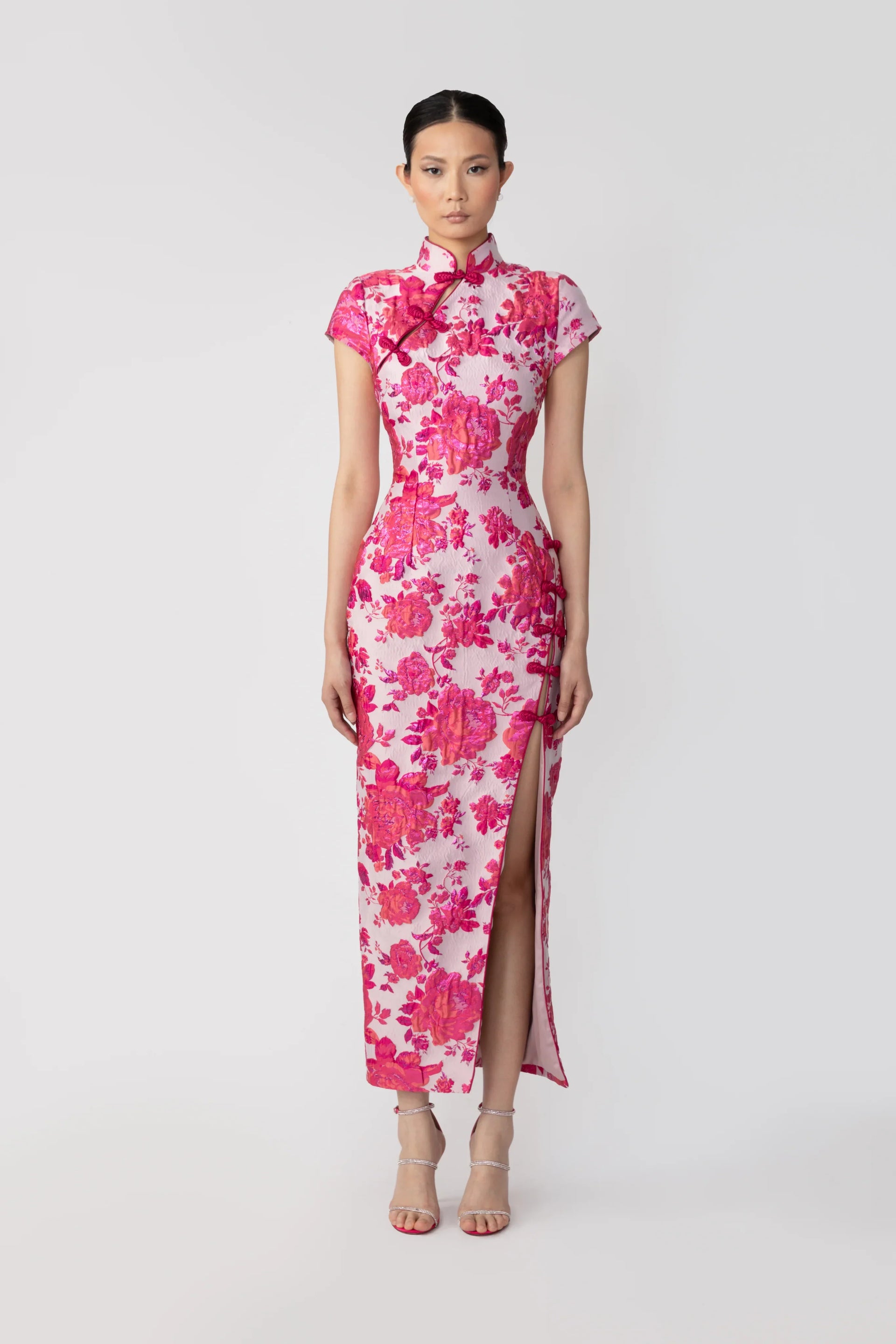 SAU LEE Josephine Jacquard Dress, Pink Multi