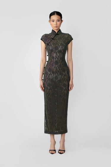 SAU LEE Charlotte Crystal Dress - Black Silver / 00