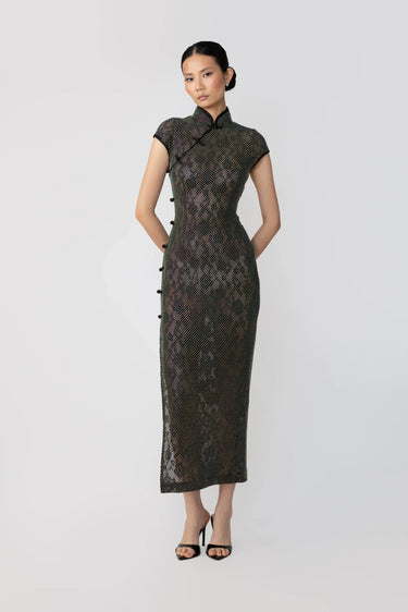 SAU LEE Charlotte Crystal Dress - Black Silver / 00