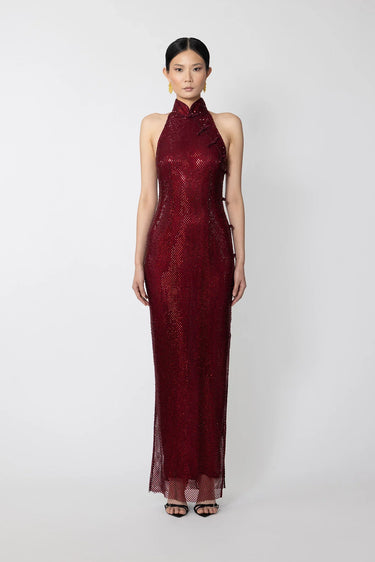 dark cherry red dress Women's Sips & Sparkles Wine Sequin Strapless Midi | Size: L Removable waist belt makes it easy to have an exact fit on the waistline SAU LEE Shao Crystal Dress,