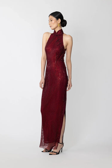 SAU LEE Shao Crystal Dress, Dark Cherry SAU LEE Shao Crystal Dress, Dark Cherry