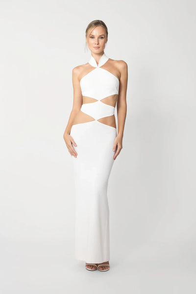 Selma Knit Cut-Out Dress in White | SAU LEE Official Website