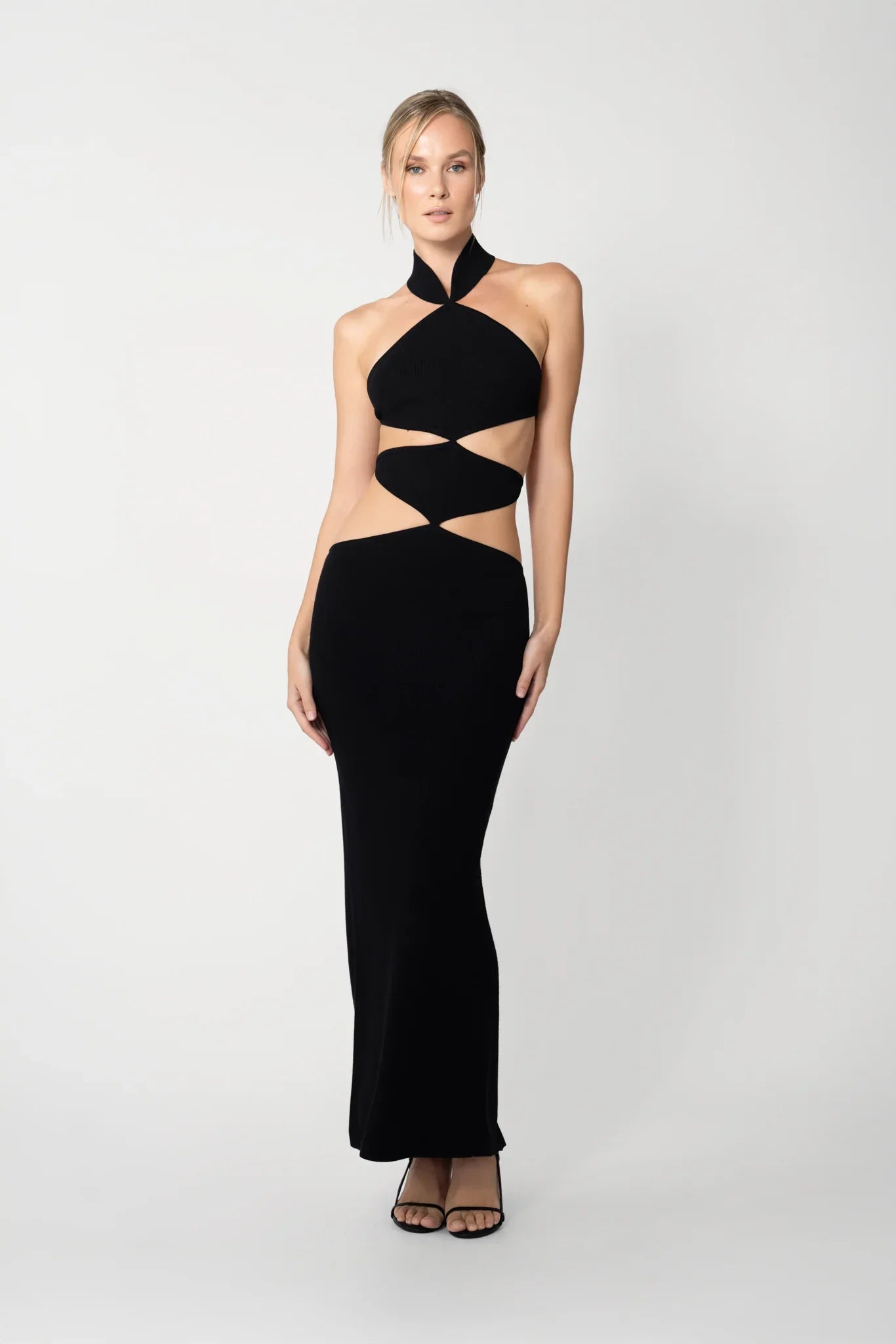 SAU LEE Selma Knit Cut-Out Dress, Black