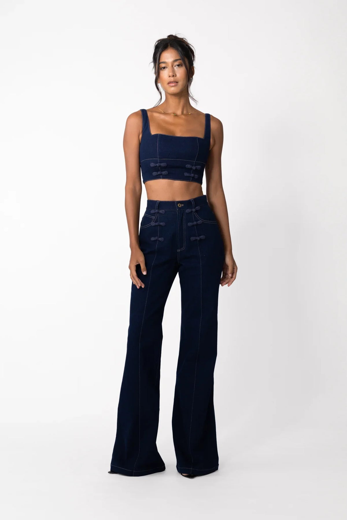 VUJA DÉ DYLAN FLARED DENIM PANTS DYLAN FLARED JEANS WITH SIGNATURE 