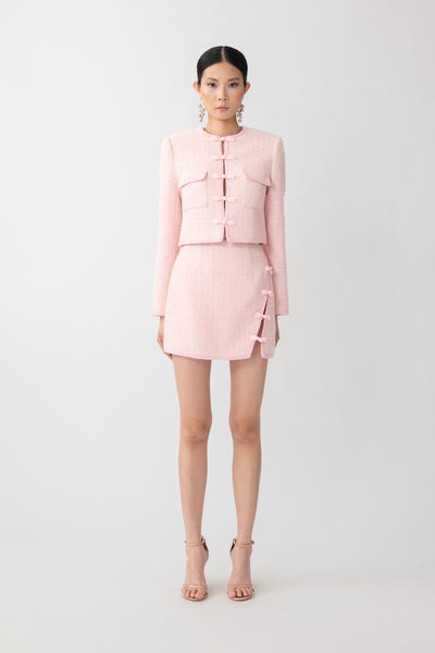 Chanel Flap Pink Quilted Tweed Pearl Twist Crossbody Bag