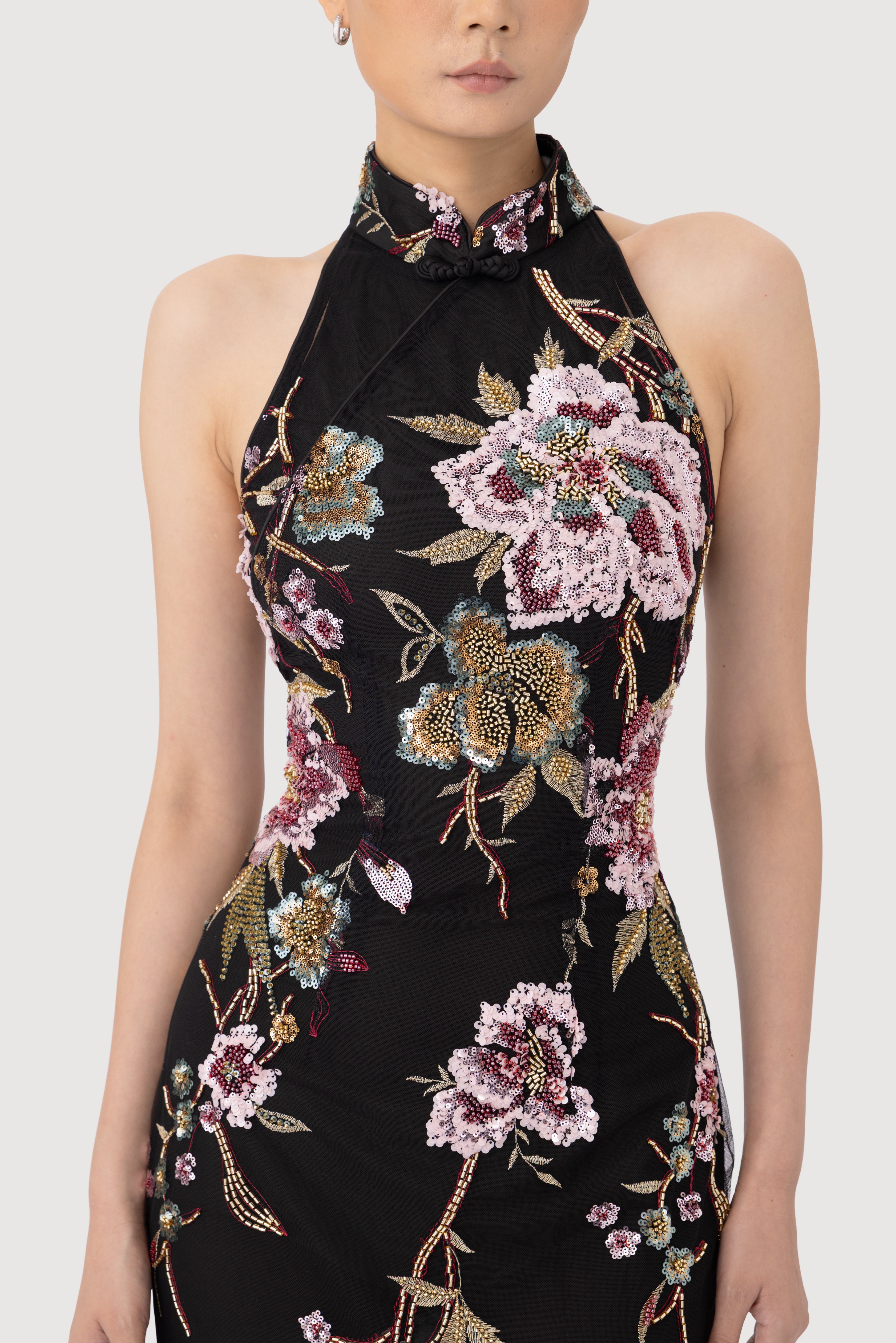 SAU LEE Parker Embellished Maxi Dress, Black Multi SAU LEE Parker Embellished Maxi Dress, Black Multi