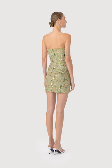 SAU LEE Saint Embellished Mini Dress, Sage Green SAU LEE Saint Embellished Mini Dress, Sage Green