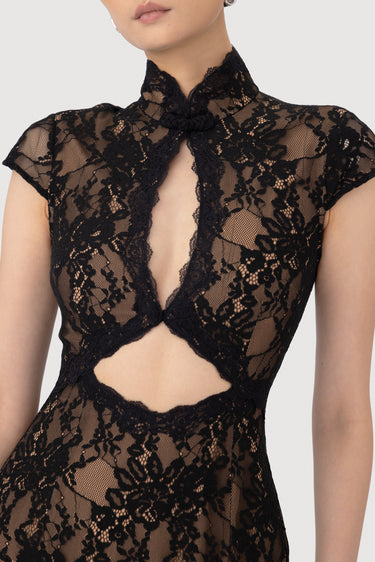 SAU LEE | Moira Lace Maxi Dress | Moira Lace Maxi Dress - Black / 00