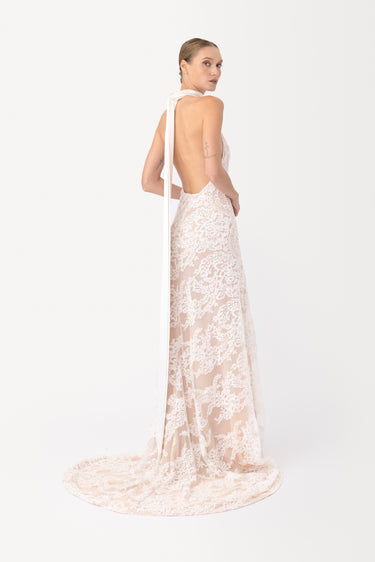 SAU LEE Andrea Lace Gown, White SAU LEE Andrea Lace Gown, White
