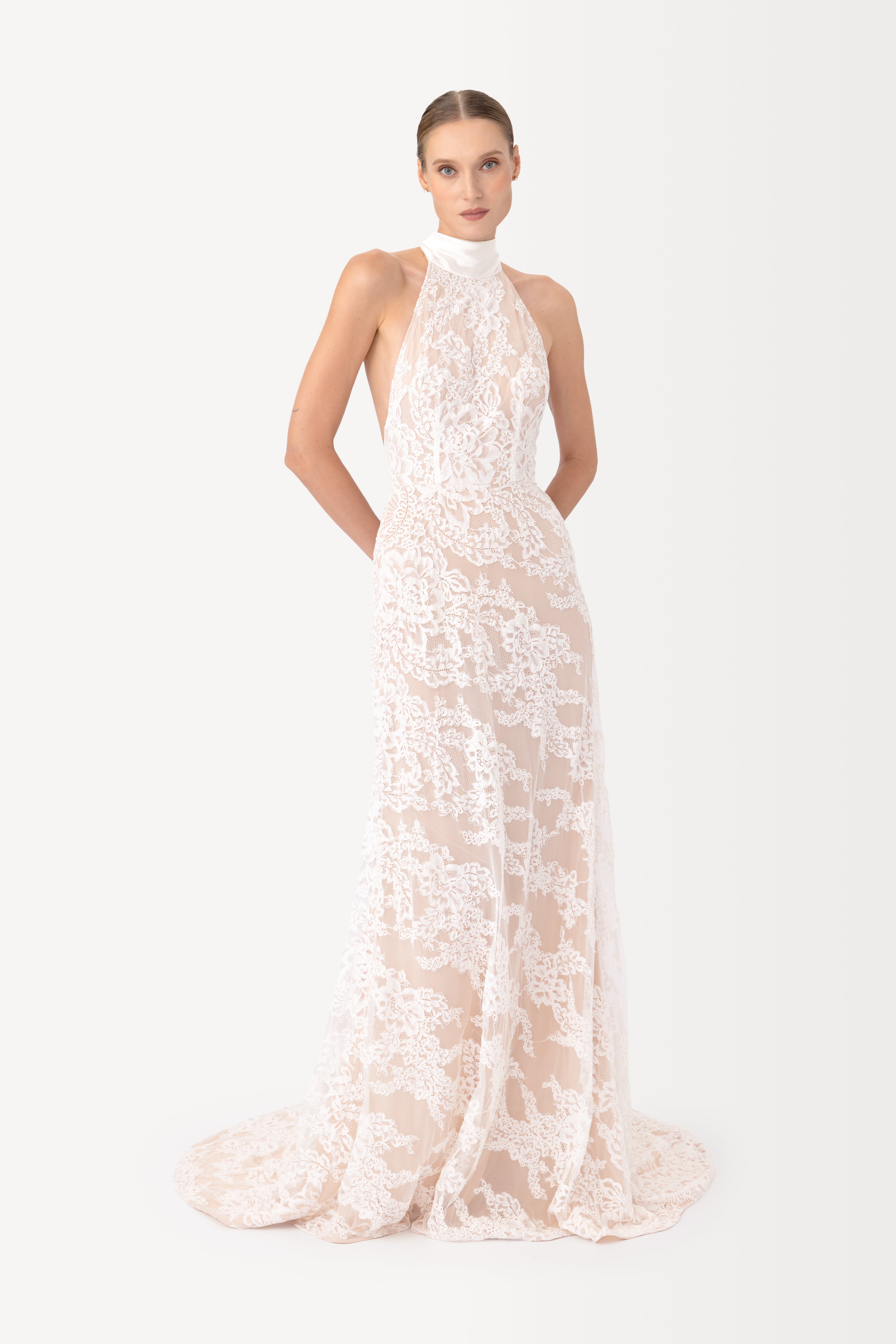 reese lace dress sau lee Sau Lee Reese Lace Bridal Maxi Dress, White