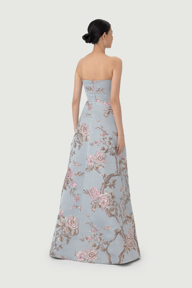 SAU LEE Jordana Brocade Gown, Blue Ash SAU LEE Jordana Brocade Gown, Blue Ash