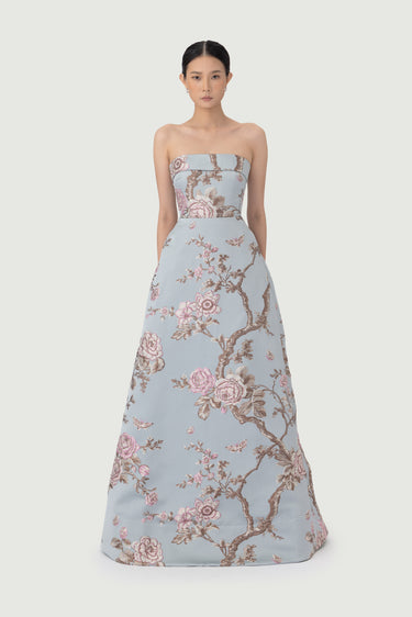 SAU LEE | Jordana Brocade Gown | Jordana Brocade Gown - Blue Ash / 00