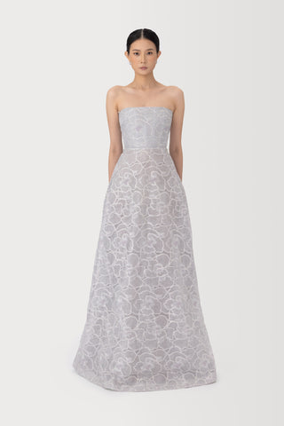 SAU LEE | Yvonne Embroidered Gown | Yvonne Embroidered Gown - Silver Grey / 00