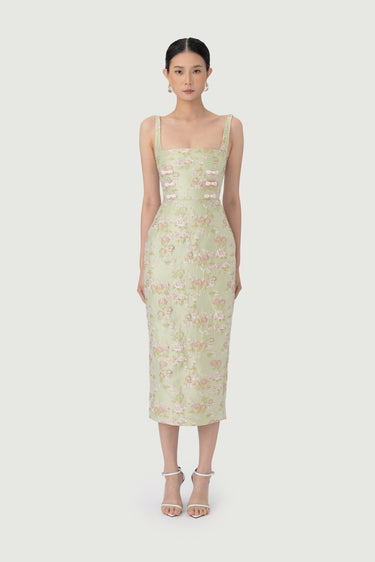 SAU LEE | Alice Brocade Dress | Alice Brocade Dress - Pastel Pistachio / 00
