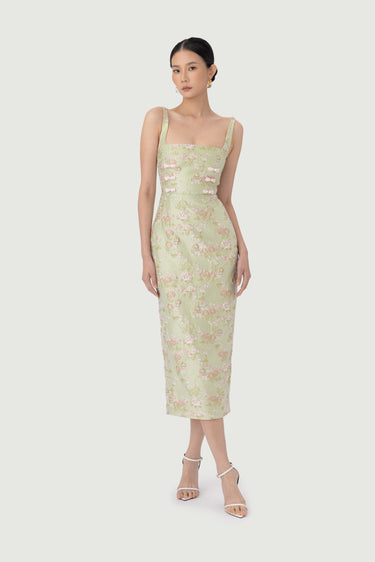 SAU LEE | Alice Brocade Dress | Alice Brocade Dress - Pastel Pistachio / 00
